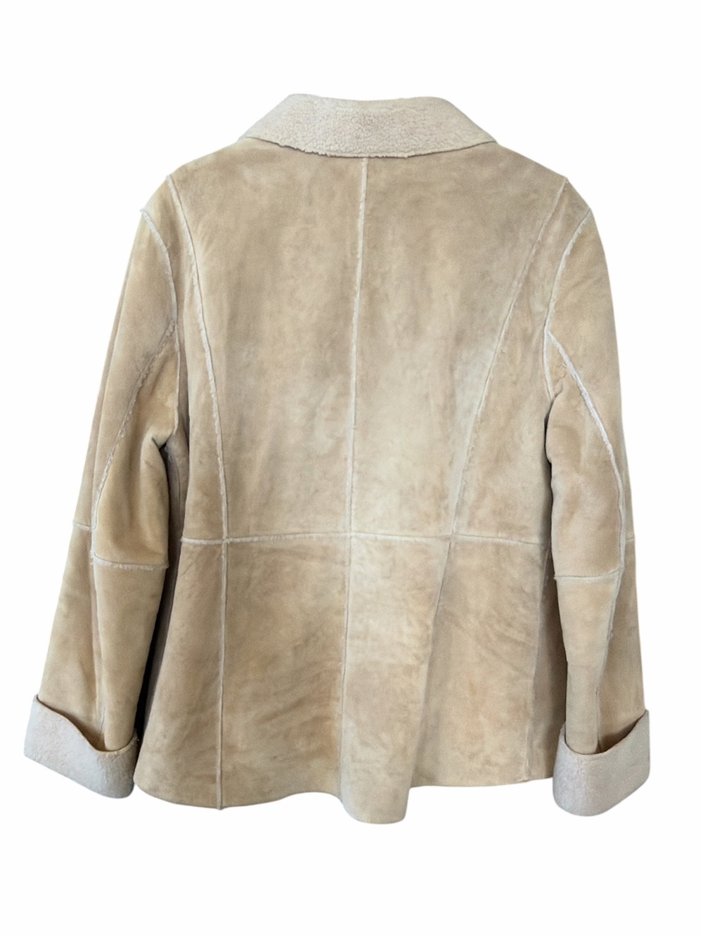 Vintage Sonoma Genuine Suede Shearling Jacket in Tan - Picture 7 of 10